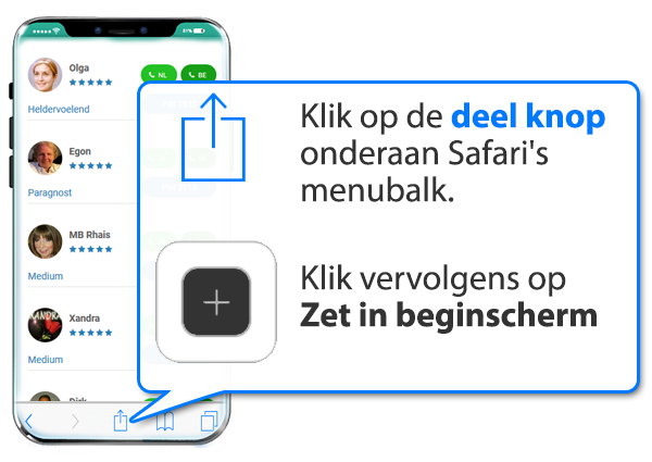 iphone en ipad: Helderzienden-rotterdam.nl als app instellen op Mobiel